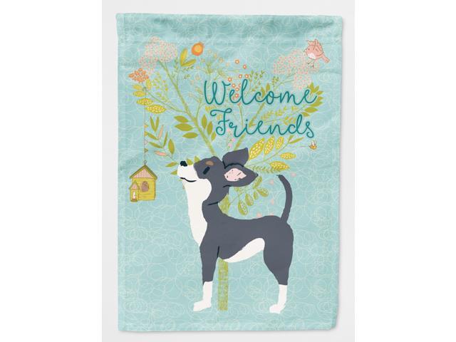 Welcome Friends Black White Chihuahua Flag Garden Size BB7627GF