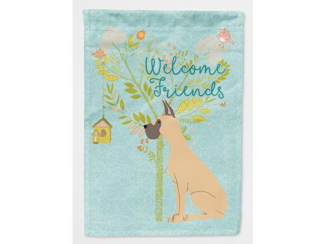 Welcome Friends Fawn Great Dane Cropped Ears Flag Garden Size BB7589GF