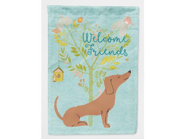 Welcome Friends Red Dachshund Flag Garden Size BB7631GF