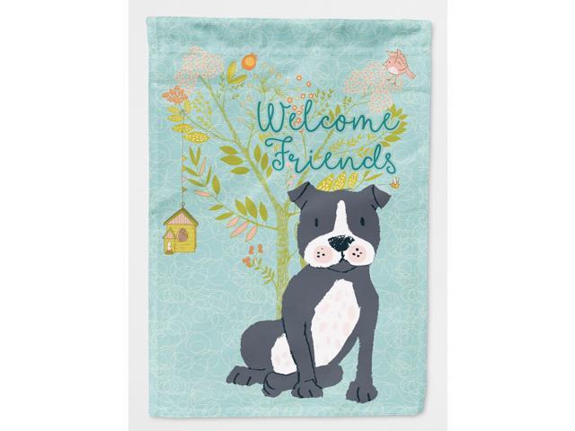 Welcome Friends Black Staffie Flag Garden Size BB7623GF
