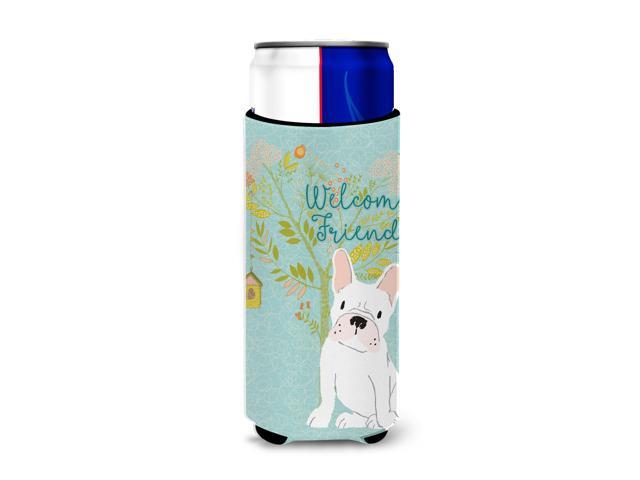 Welcome Friends White French Bulldog Michelob Ultra Hugger for slim cans BB7635MUK