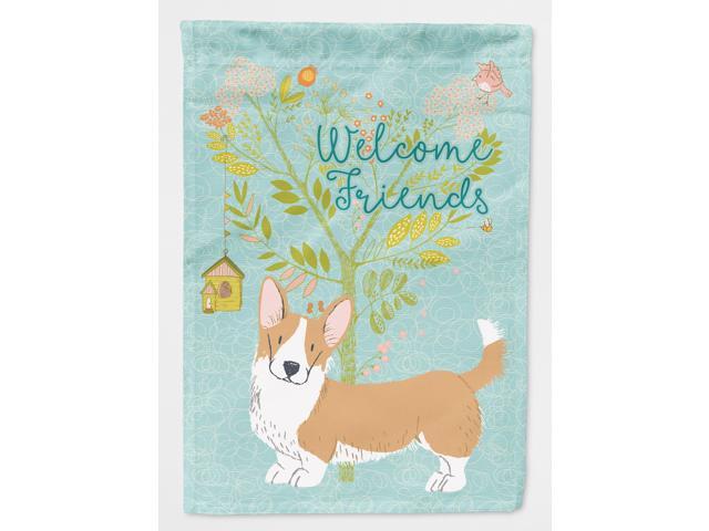 Welcome Friends Cardigan Welsh Corgi Tricolor Flag Canvas House Size BB7611CHF