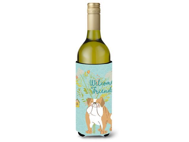 Welcome Friends English Bulldog Wine Bottle Beverge Insulator Hugger BB7602LITERK