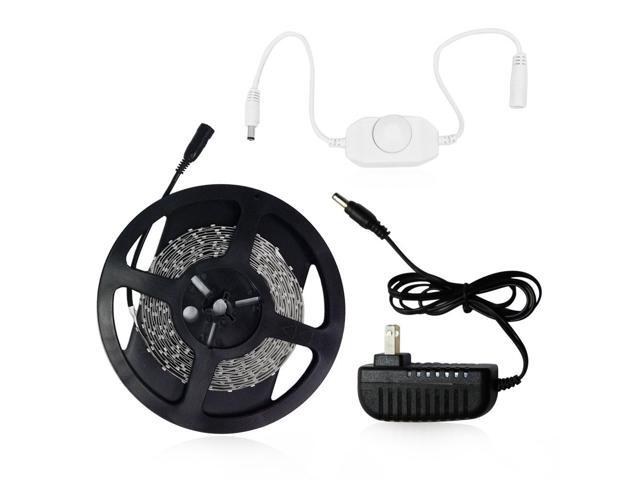 Super Value LED Strip Light Kit - Kit Includes: 164ft (5m) Flexible Pure White LED Strip Lights (300LEDs 3528 IP-44) + PWM Inline LED Dimmer + 12V