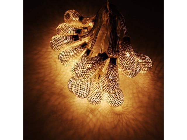 Mesh Lantern Ball LED Christmas String Lights w/ Power Adapter - Warm White 29ft Length 40pcs Balls for Christmas Holiday Party Event