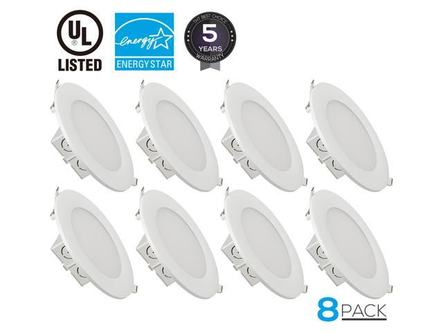 TORCHSTAR 8 Pack 15W 6 inch Slim Recessed Ceiling Light with Junction Box Dimmable Airtight Downlight 100W Equivalent UL & Energy Star Certified