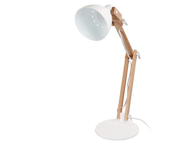 TORCHSTAR LED Swing Arm Desk Lamp Wood Integrated Table Lamp Heavy Base 4-Level Dimmer 5W 2800K-3000K Warm White Reading Lights for Office