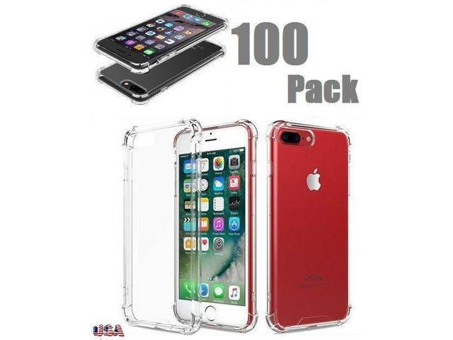 100 Pack 7 Plus* Iphone Thin Transparent Hard Reinforced Tpu Bumper Cushion Case