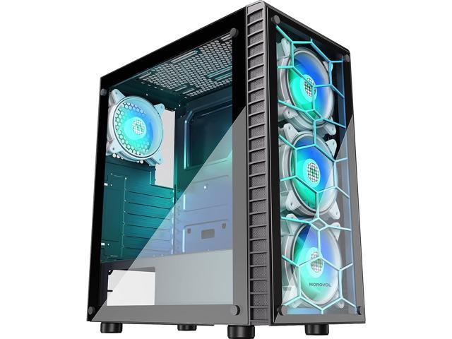 PC CASE ATX Mid Tower Case Tempered Glass Gaming Computer Case Without ARGB  Fan Black
