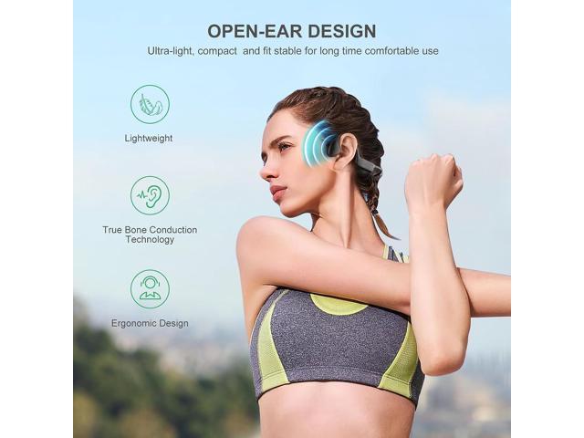 NeweggBusiness Qaekie Bone Conduction Headphones Bluetooth 5.3