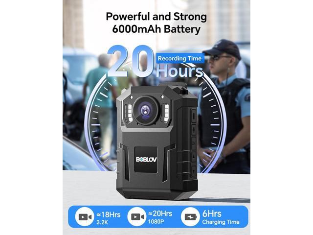 BOBLOV M10 3.2K GPS 6000mAh 20-Hour Record Cam 128GB IR Night Vision Security Body