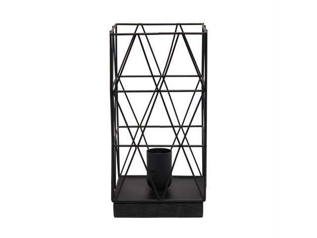 Simple Designs Black Geometric Square Metal Table Lamp