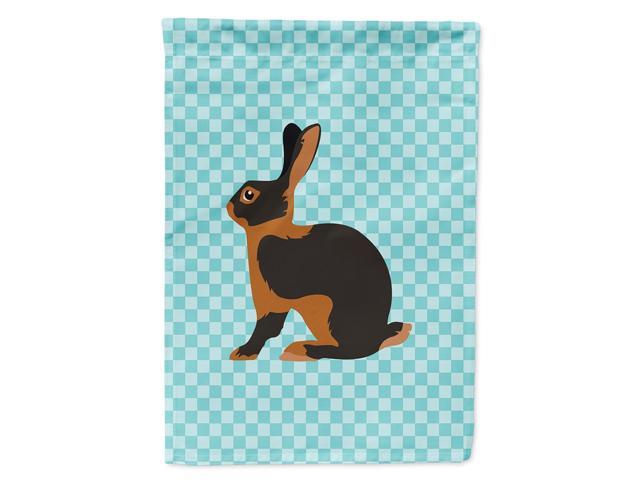 Caroline's Treasures BB8137CHF Tan Rabbit Blue Check Canvas House Flag Size Multicolor
