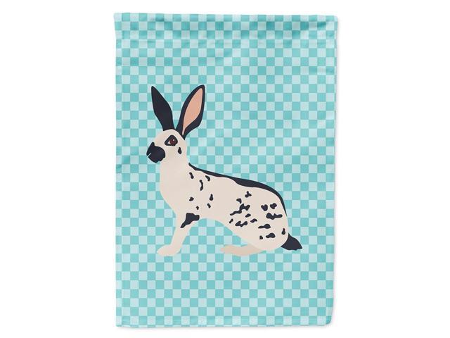 Caroline's Treasures BB8135CHF English Spot Rabbit Blue Check Canvas House Flag Size Multicolor