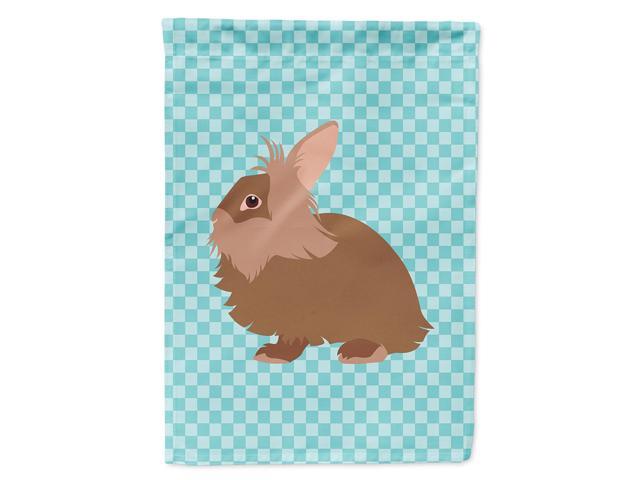 Caroline's Treasures BB8134CHF Lionhead Rabbit Blue Check Canvas House Flag Size Multicolor