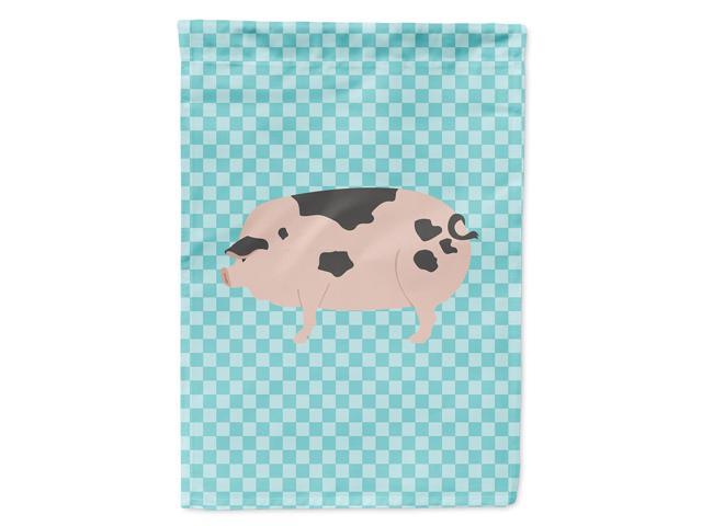 Caroline's Treasures BB8114CHF Gloucester Old Spot Pig Blue Check Canvas House Flag Size Multicolor