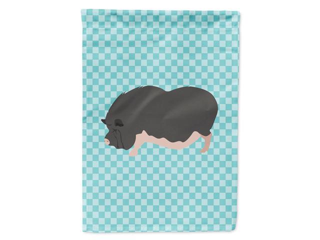 Caroline's Treasures BB8115CHF Vietnamese Pot-Bellied Pig Blue Check Canvas House Flag Size Multicolor