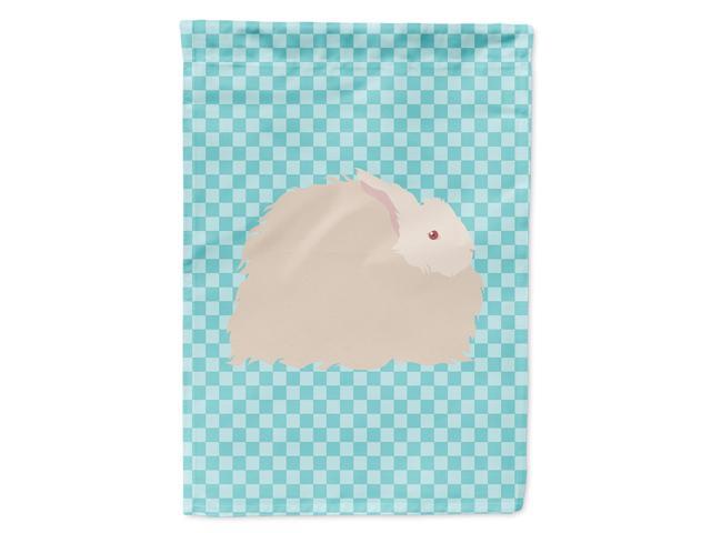 Caroline's Treasures BB8133CHF Fluffy Angora Rabbit Blue Check Canvas House Flag Size Multicolor