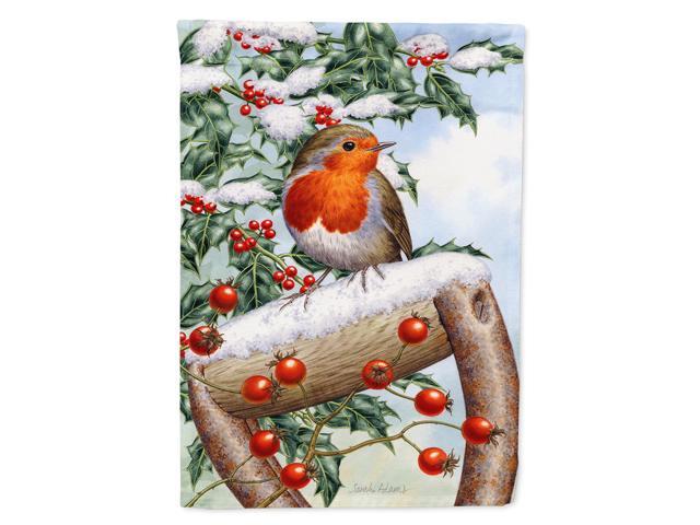 Caroline's Treasures ASA2077CHF European Garden Robin Canvas House Size Flag Multicolor Large