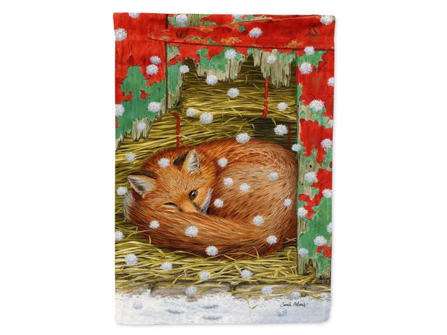 Caroline's Treasures ASA2045CHF Fox Sleeping in the Snow Canvas House Size Flag Multicolor Large