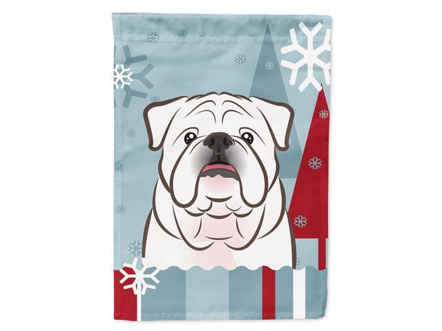 Caroline's Treasures BB1716CHF Winter Holiday White English Bulldog Canvas House Size Flag Multicolor Large