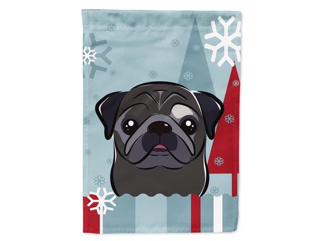 Caroline's Treasures BB1759CHF Winter Holiday Black Pug Canvas House Size Flag Multicolor Large