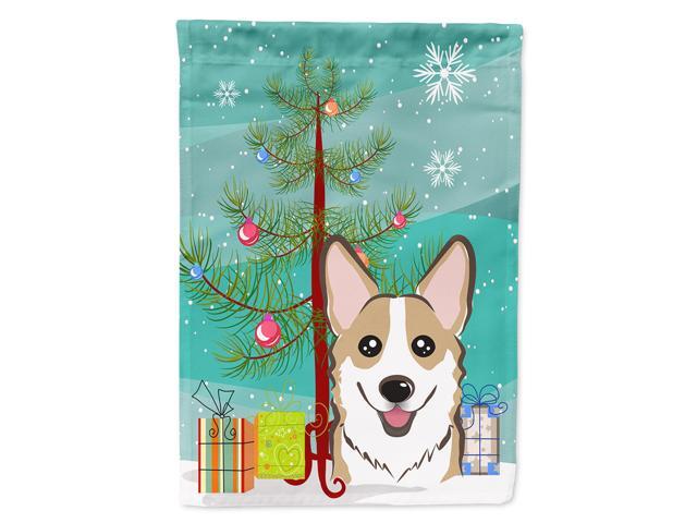 Caroline's Treasures BB1625CHF Christmas Tree and Sable Corgi Canvas House Flag Large Multicolor