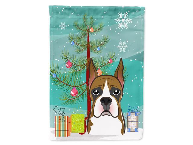 Caroline's Treasures BB1595CHF Christmas Tree and Boxer Canvas House Flag Large Multicolor