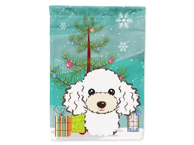 Caroline's Treasures BB1629CHF Christmas Tree and White Poodle Canvas House Flag Large Multicolor