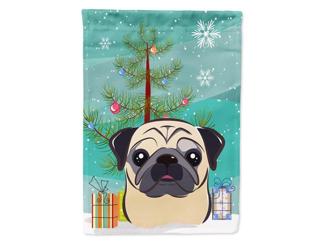 Caroline's Treasures BB1634CHF Christmas Tree and Fawn Pug Canvas House Flag Large Multicolor
