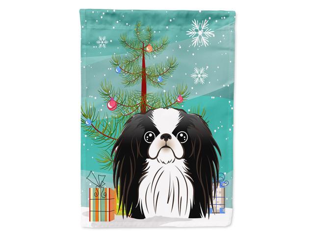Caroline's Treasures BB1602CHF Christmas Tree and Japanese Chin Canvas House Flag Large Multicolor
