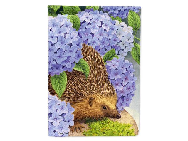 Caroline's Treasures ASA2001CHF Hedgehog & Hydrangea Canvas House Size Flag Multicolor Large