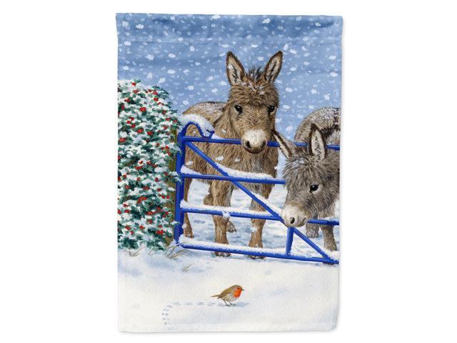 Caroline's Treasures ASA2159CHF Donkeys and Robin Canvas House Size Flag Multicolor Large
