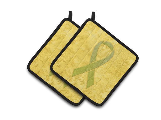 Caroline's Treasures Yellow Ribbon For Sarcoma Bone or Bladder Cancer Awareness Pair of Pot Holders AN1203PTHD 75HX75W Multicolor