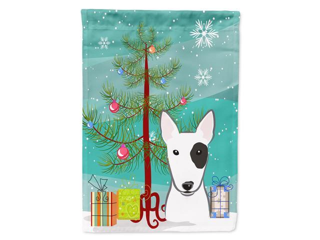 Caroline's Treasures BB1581CHF Christmas Tree and Bull Terrier Canvas House Flag Large Multicolor