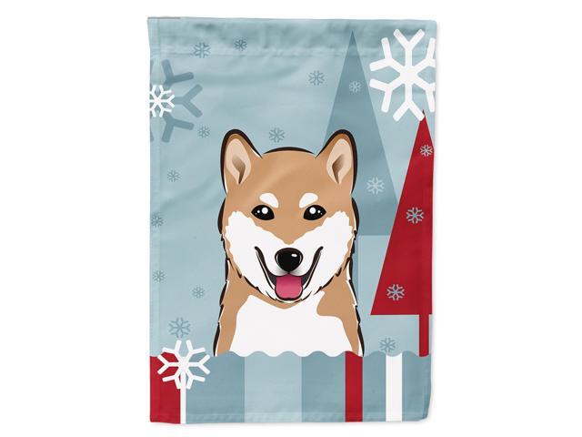 Caroline's Treasures BB1721CHF Winter Holiday Shiba Inu Canvas House Size Flag Multicolor Large