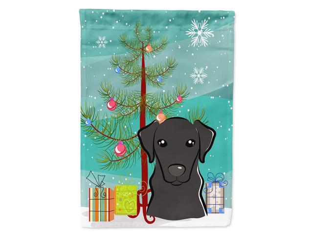 Caroline's Treasures BB1607CHF Christmas Tree and Black Labrador Canvas House Flag Large Multicolor