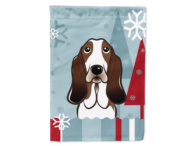 Caroline's Treasures BB1739CHF Winter Holiday Basset Hound Canvas House Size Flag Multicolor Large