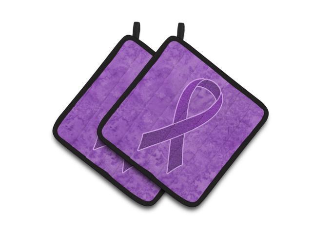 Caroline's Treasures Purple Ribbon For Pancreatic & Leiomyosarcoma Cancer Awareness Pair of Pot Holders AN1207PTHD 75HX75W Multicolor