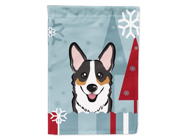 Caroline's Treasures BB1751CHF Winter Holiday Tricolor Corgi Canvas House Size Flag Multicolor Large