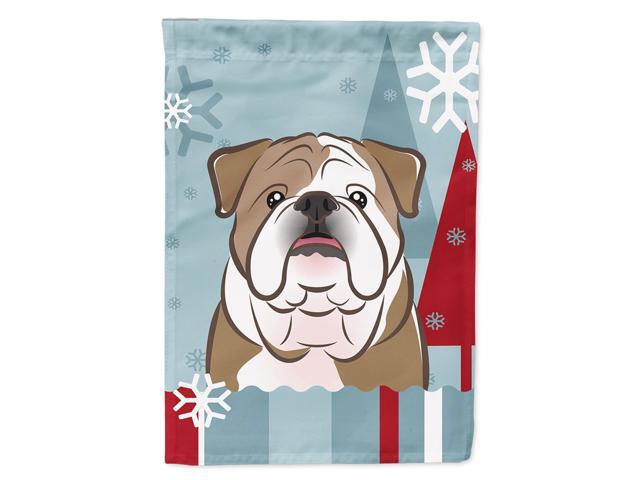 Caroline's Treasures BB1715CHF Winter Holiday English Bulldog Canvas House Size Flag Multicolor Large