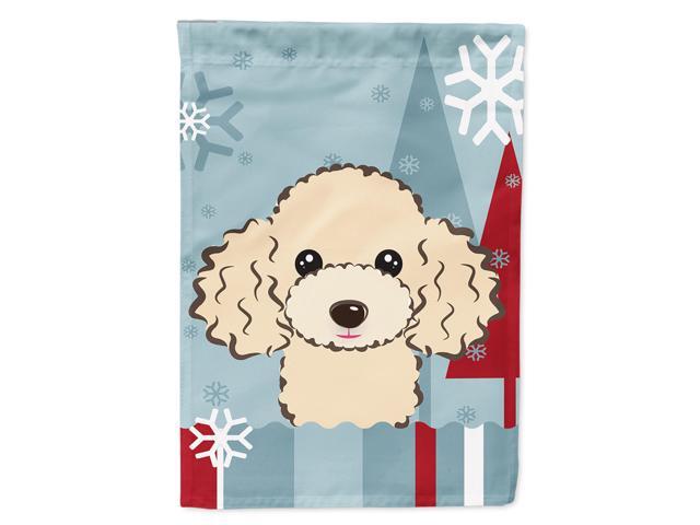 Caroline's Treasures BB1754CHF Winter Holiday Buff Poodle Canvas House Size Flag Multicolor Large