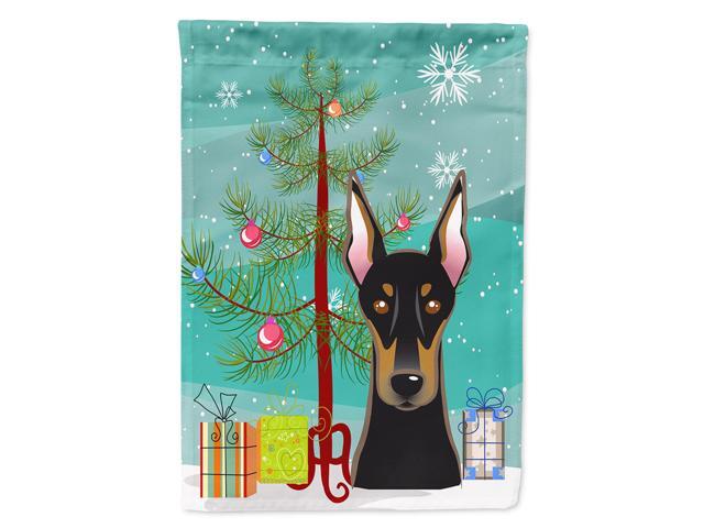 Caroline's Treasures BB1617CHF Christmas Tree and Doberman Canvas House Flag Large Multicolor