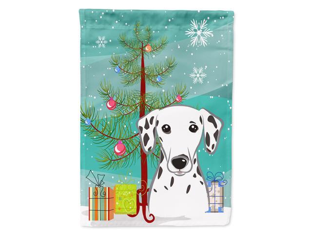 Caroline's Treasures BB1582CHF Christmas Tree and Dalmatian Canvas House Flag Large Multicolor
