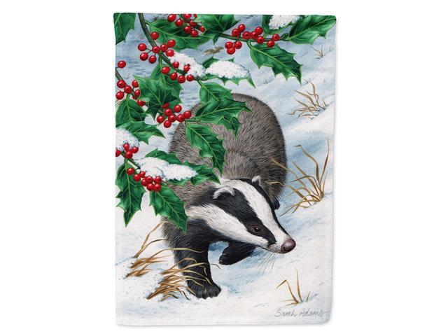 Caroline's Treasures ASA2039CHF Badgers with Holly Berries Canvas House Size Flag Multicolor Large