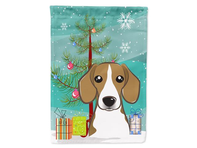Caroline's Treasures BB1611CHF Christmas Tree and Beagle Canvas House Flag Large Multicolor