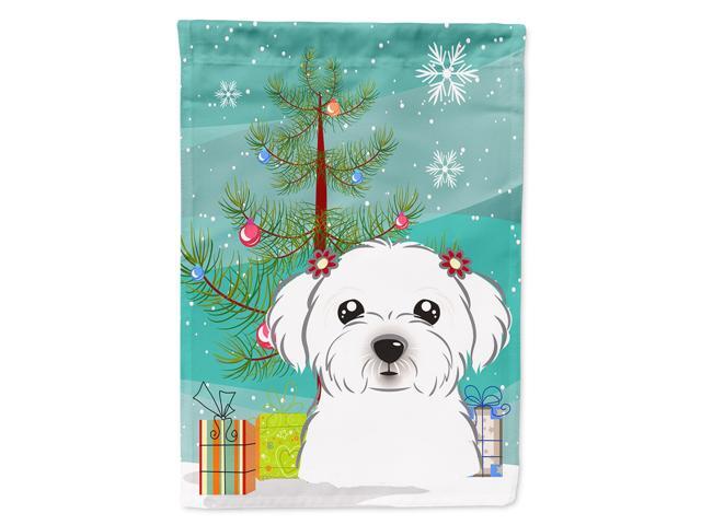 Caroline's Treasures BB1580CHF Christmas Tree and Maltese Canvas House Flag Large Multicolor