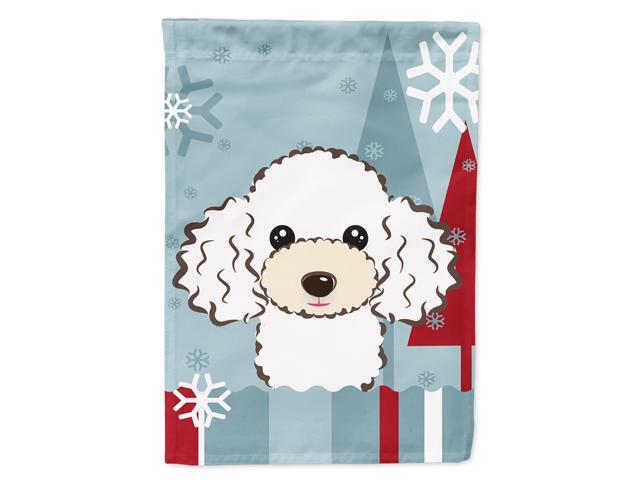 Caroline's Treasures BB1753CHF Winter Holiday White Poodle Canvas House Size Flag Multicolor Large