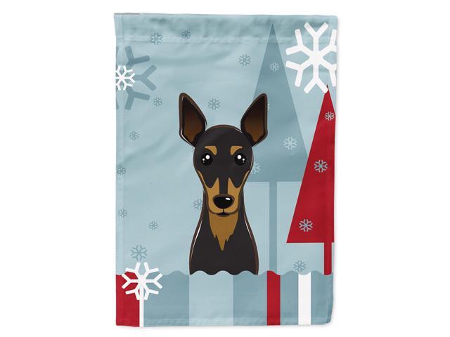 Caroline's Treasures BB1736CHF Winter Holiday Min Pin Canvas House Size Flag Multicolor Large