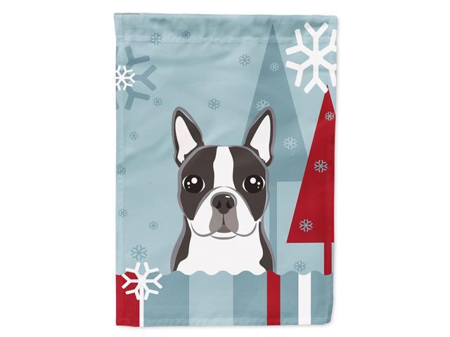 Caroline's Treasures BB1699CHF Winter Holiday Boston Terrier Canvas House Size Flag Multicolor Large
